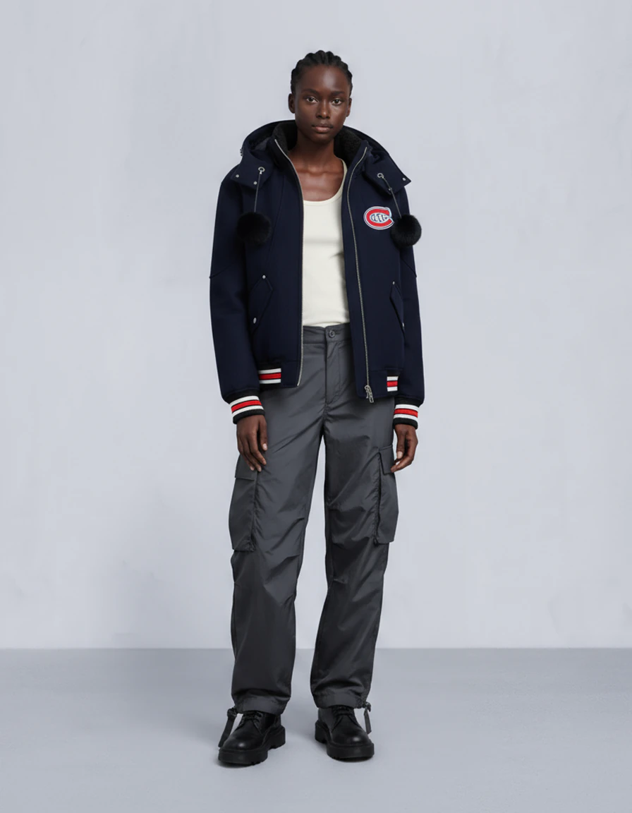 NHL x Moose Knuckles Canadiens Bomber Jacket Navy