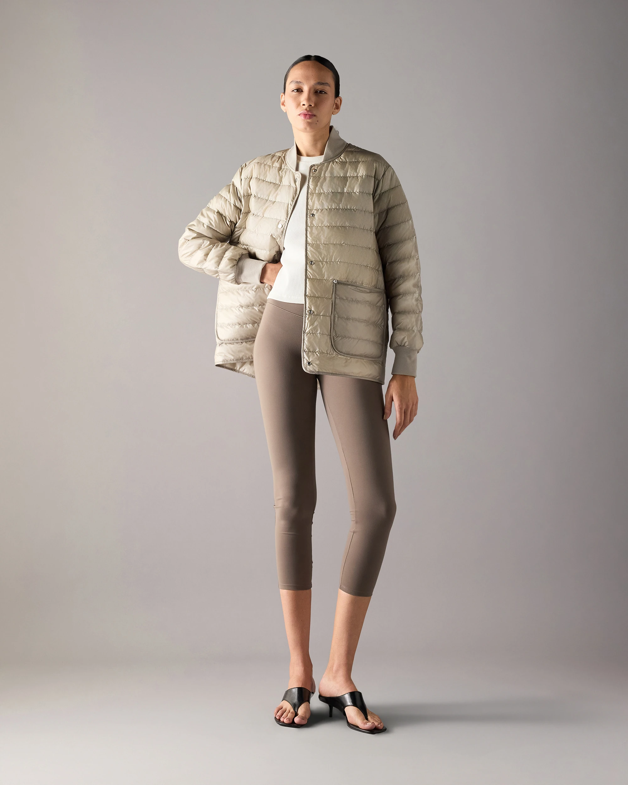 TRANSIT Lightweight Down Bomber Jacket Alabaster
