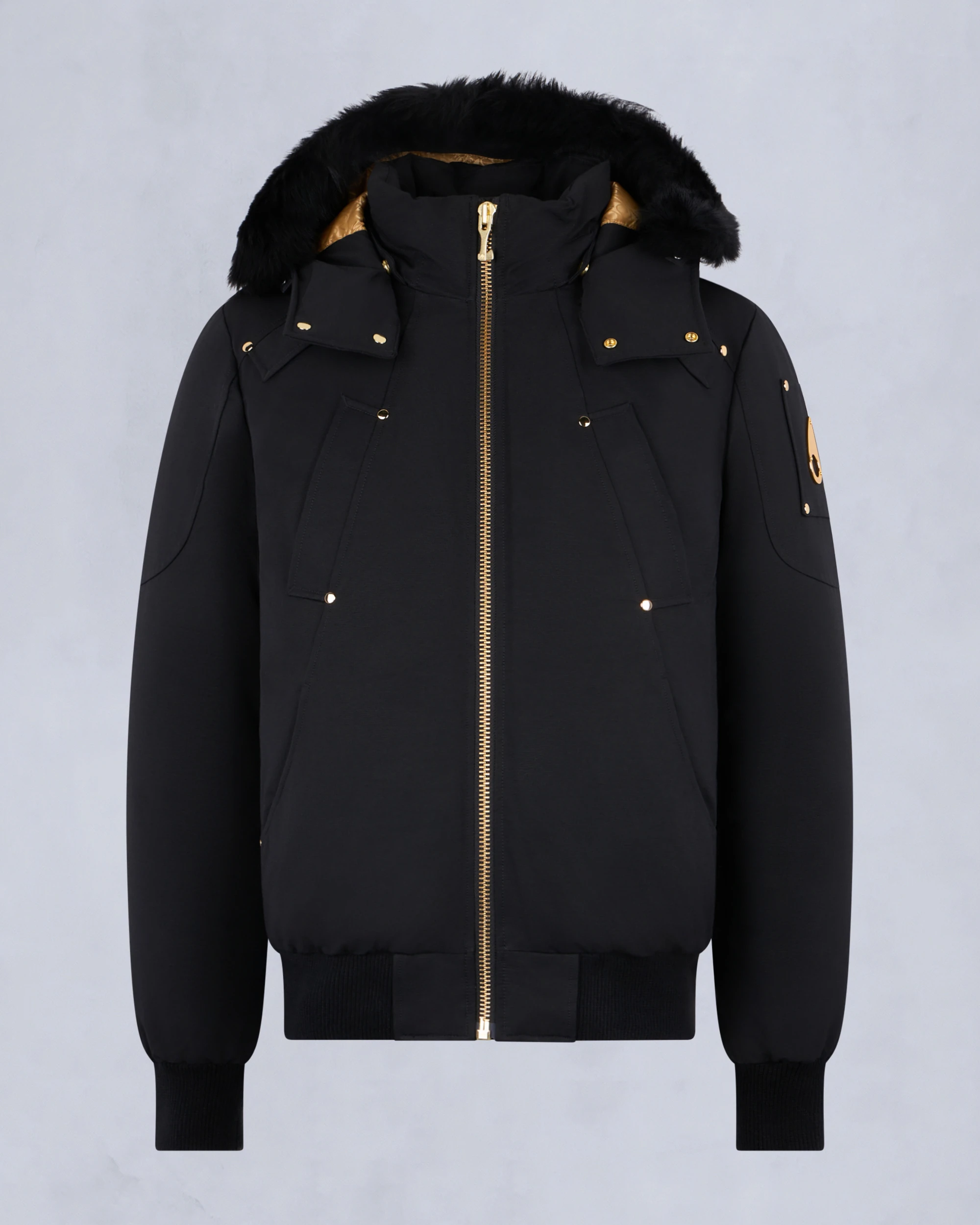 GOLD SERIES ORIGINAL Shearling Trim Ballistic Bomber Black-Black