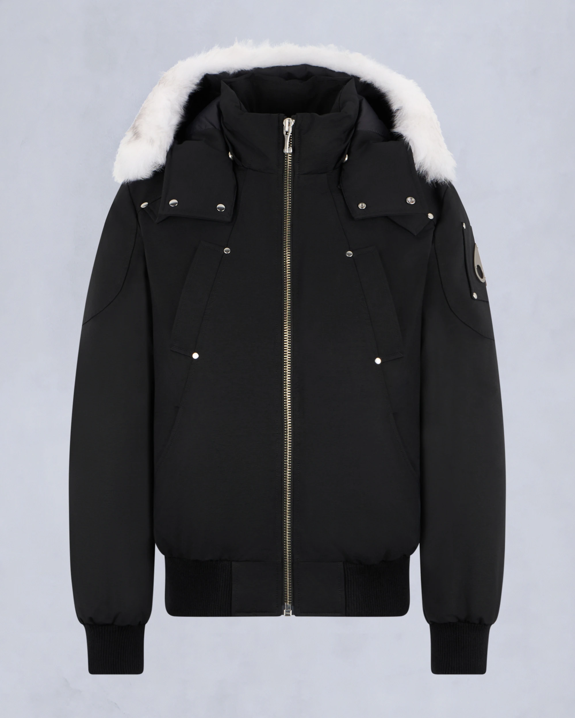ORIGINAL Ballistic Shearling Trim Bomber Jacket Black-Natural