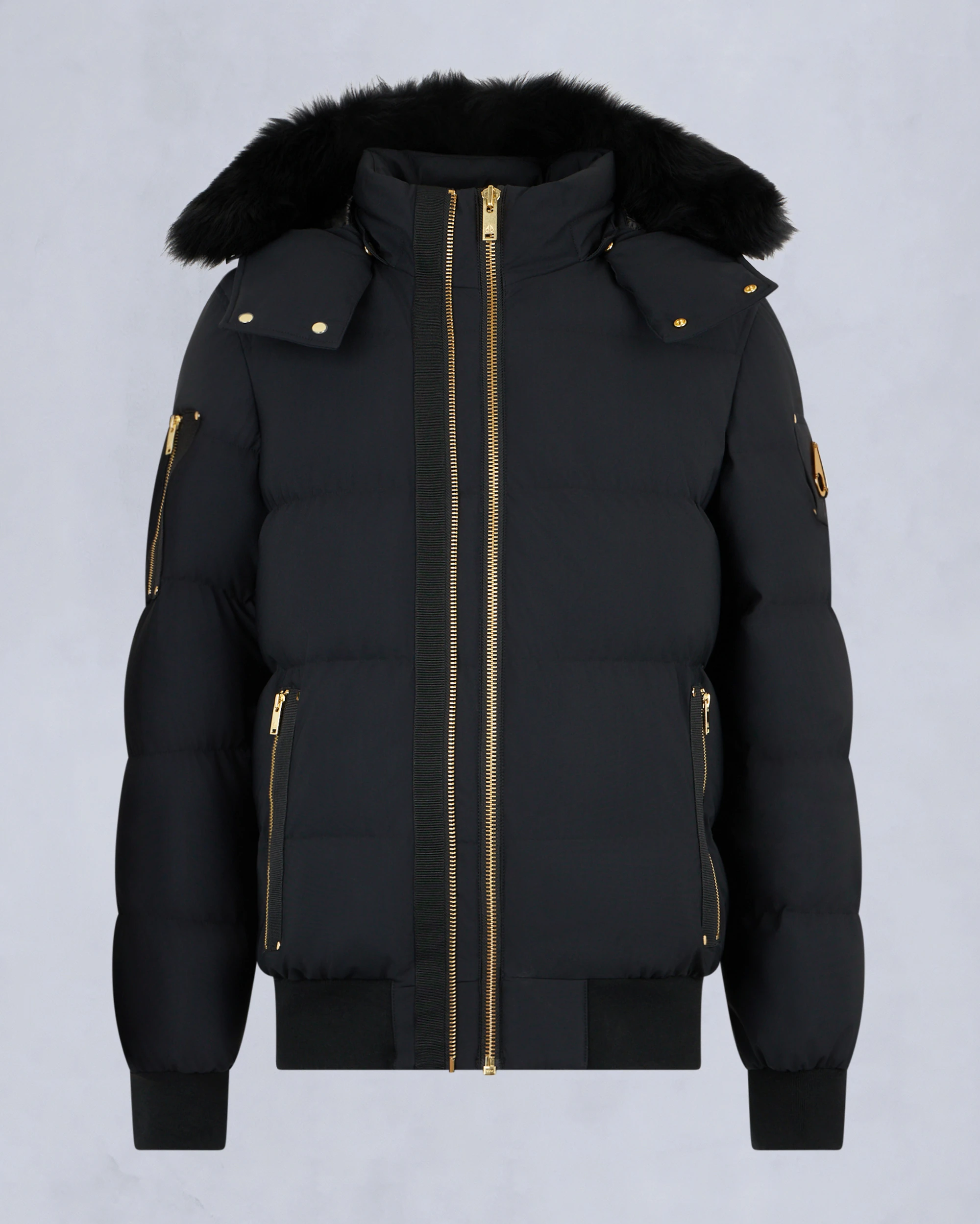 GOLD SERIES NYLUXE STAGG Shearling Trim Bomber Black-Black